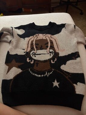 SHEIN Black, Brown & Pink Graphic Crewneck Sweater